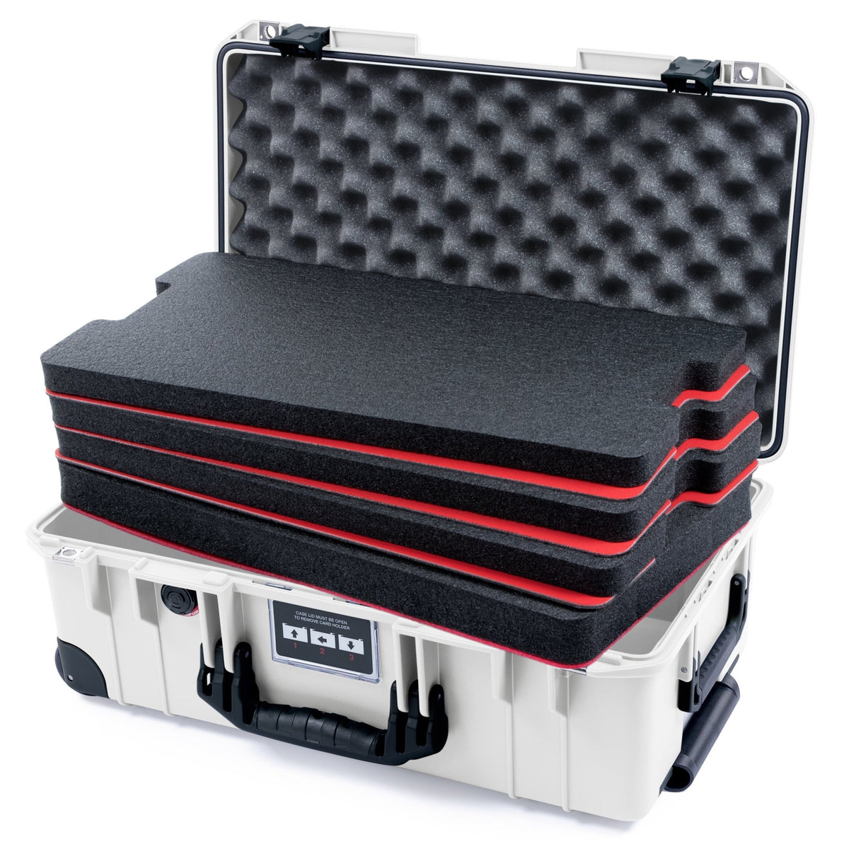 Pelican 1535 Air Carry - on Case - Whiteout & Black Trolley - DIY Tool Foam Kit / Convoluted Lid Foam