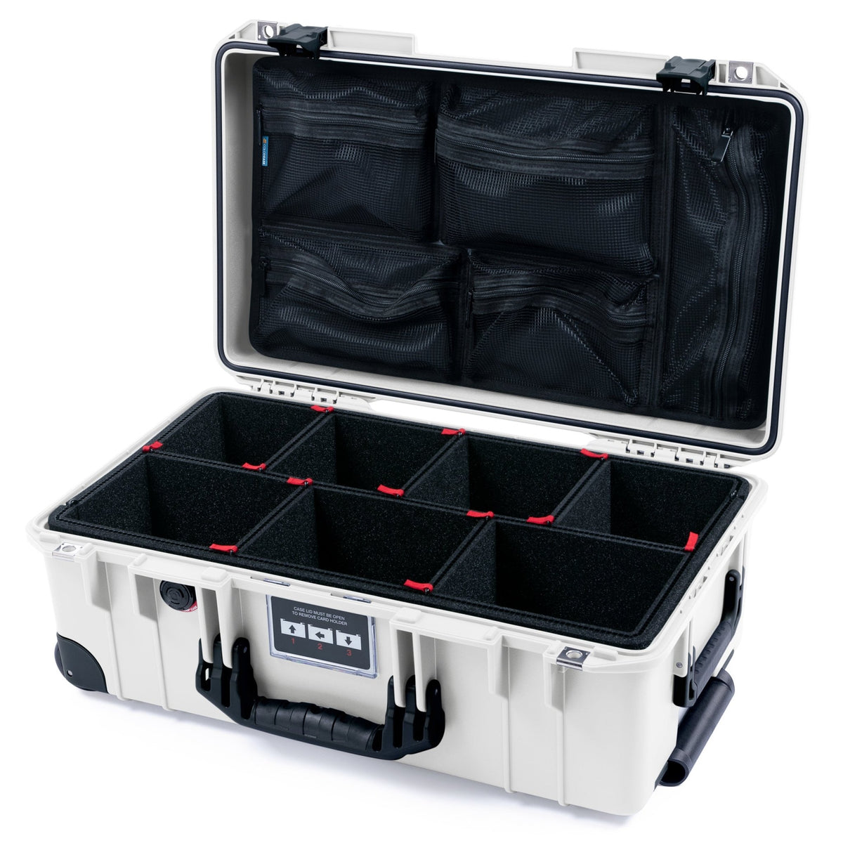 Pelican 1535 Air Carry - on Case - Whiteout & Black Trolley - TrekPak Divider System / Mesh Lid Organizer