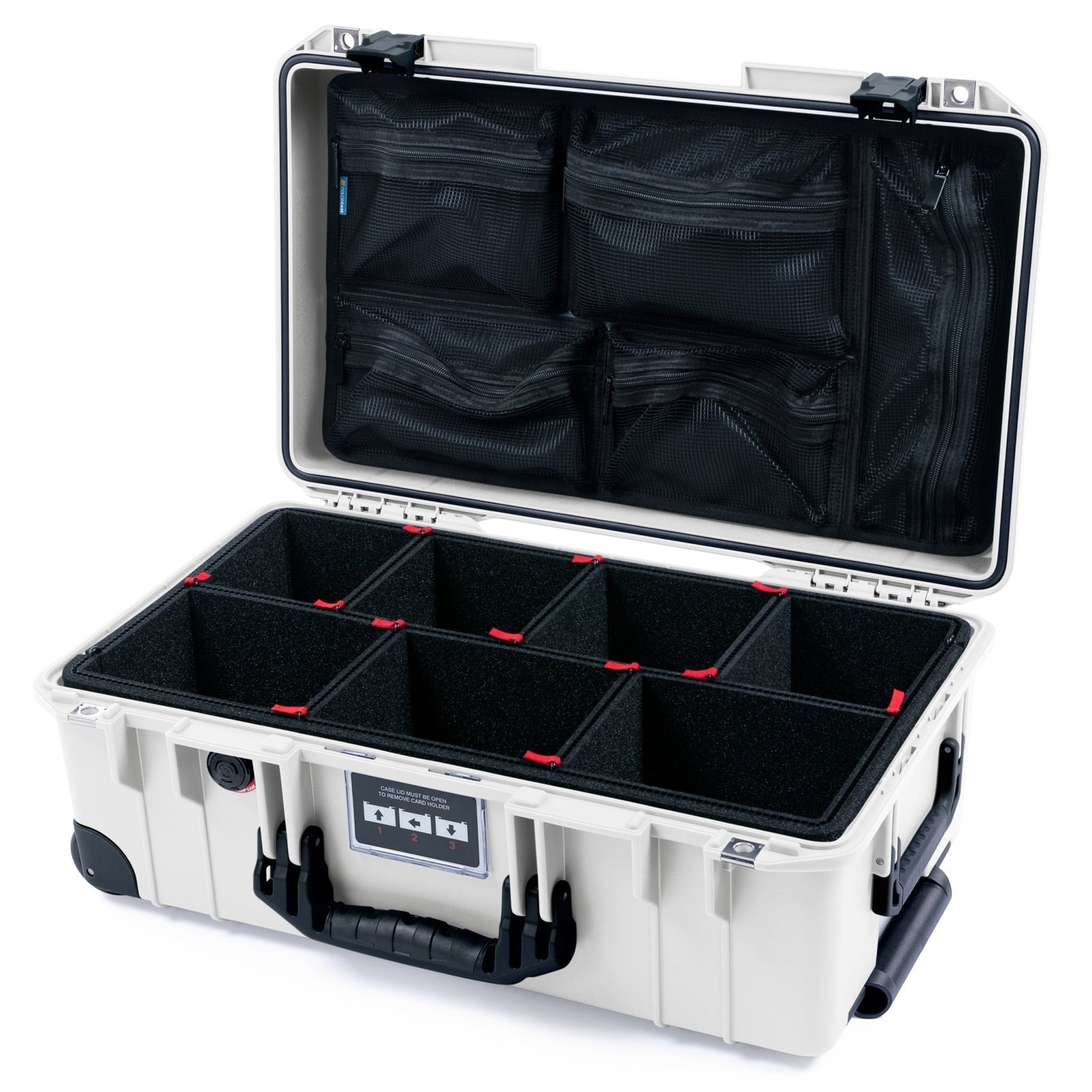 Pelican 1535 Air Carry - on Case - Whiteout & Black Trolley - TrekPak Divider System / Mesh Lid Organizer