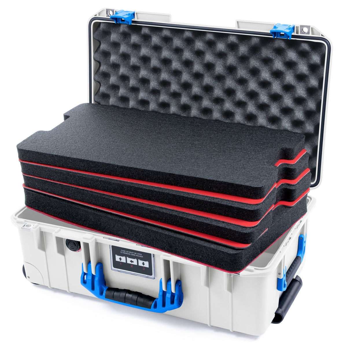 Pelican 1535 Air Carry - on Case - Whiteout & Blue - DIY Tool Foam Kit / Convoluted Lid Foam