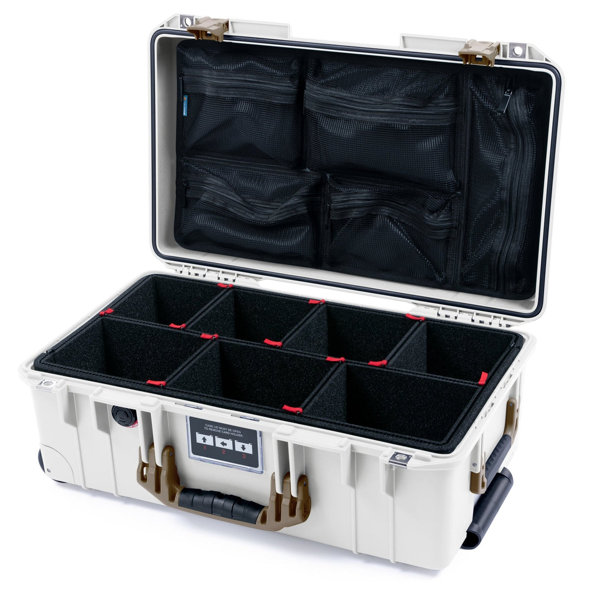 Pelican 1535 Air Carry - on Case - Whiteout &amp; Dark Desert Dirt - TrekPak Divider System / Mesh Lid Organizer
