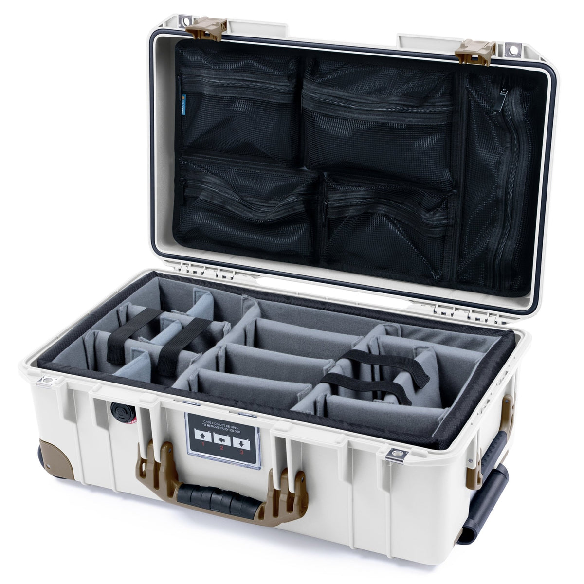 Pelican 1535 Air Carry - on Case - Whiteout &amp; Dark Desert Dirt Trolley - Padded Microfiber Dividers / Mesh Lid Organizer