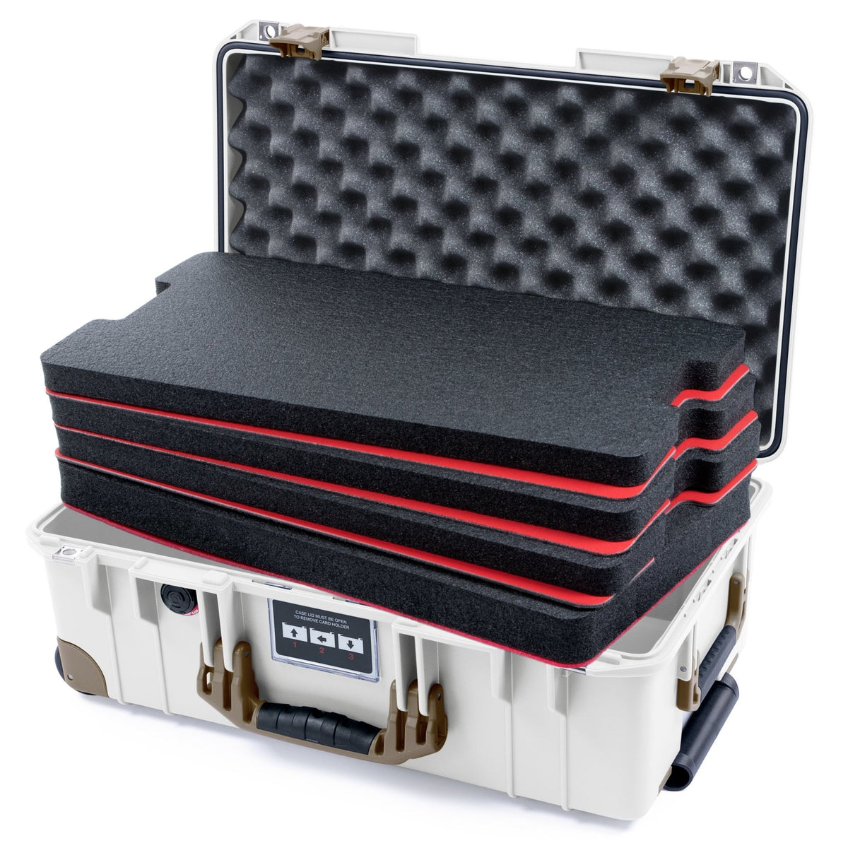 Pelican 1535 Air Carry - on Case - Whiteout &amp; Dark Desert Dirt Trolley - DIY Tool Foam Kit / Convoluted Lid Foam