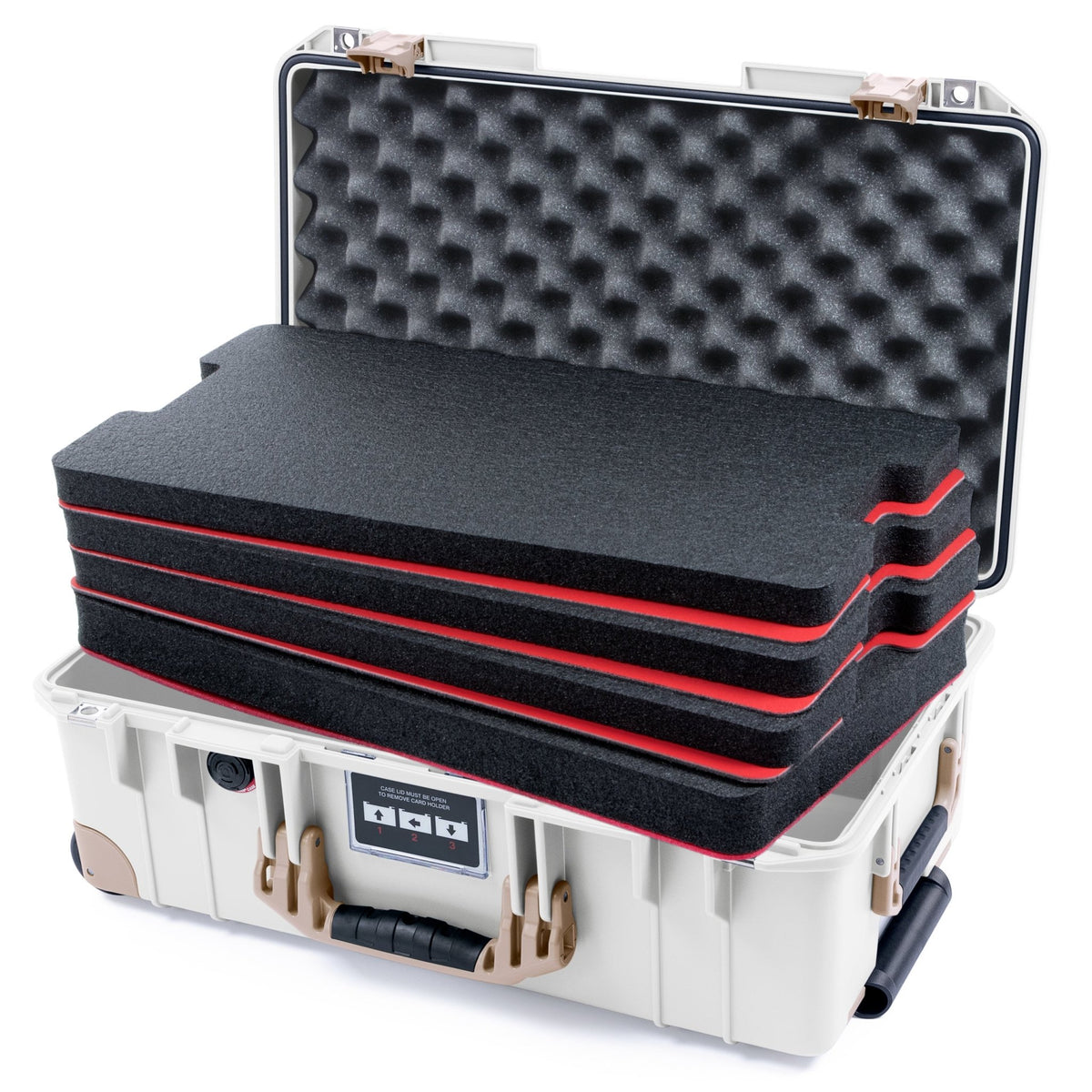 Pelican 1535 Air Carry - on Case - Whiteout &amp; Desert Tan Trolley - DIY Tool Foam Kit / Convoluted Lid Foam