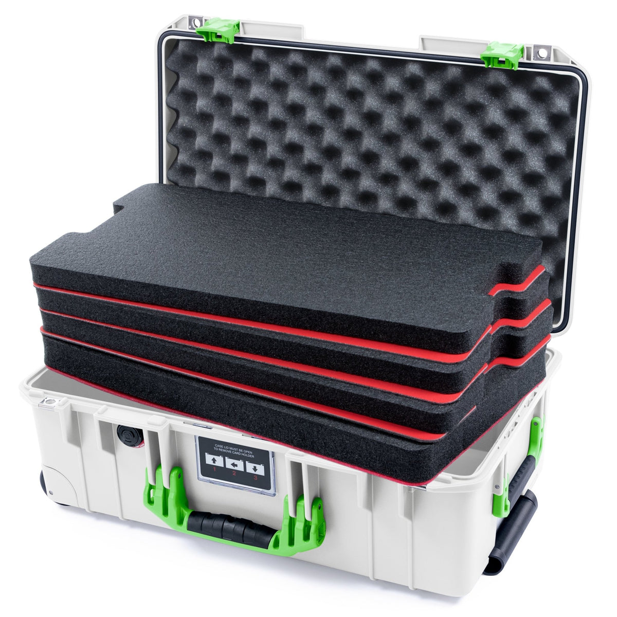 Pelican 1535 Air Carry - on Case - Whiteout &amp; Lime Green - DIY Tool Foam Kit / Convoluted Lid Foam