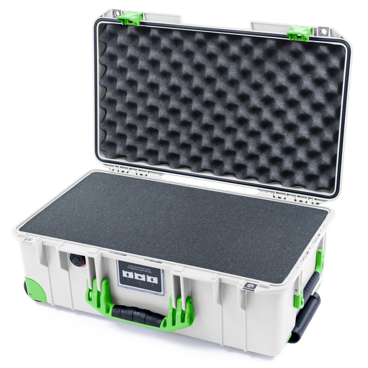Pelican 1535 Air Carry - on Case - Whiteout &amp; Lime Green Trolley - Pick &amp; Pluck Foam / Convoluted Lid Foam