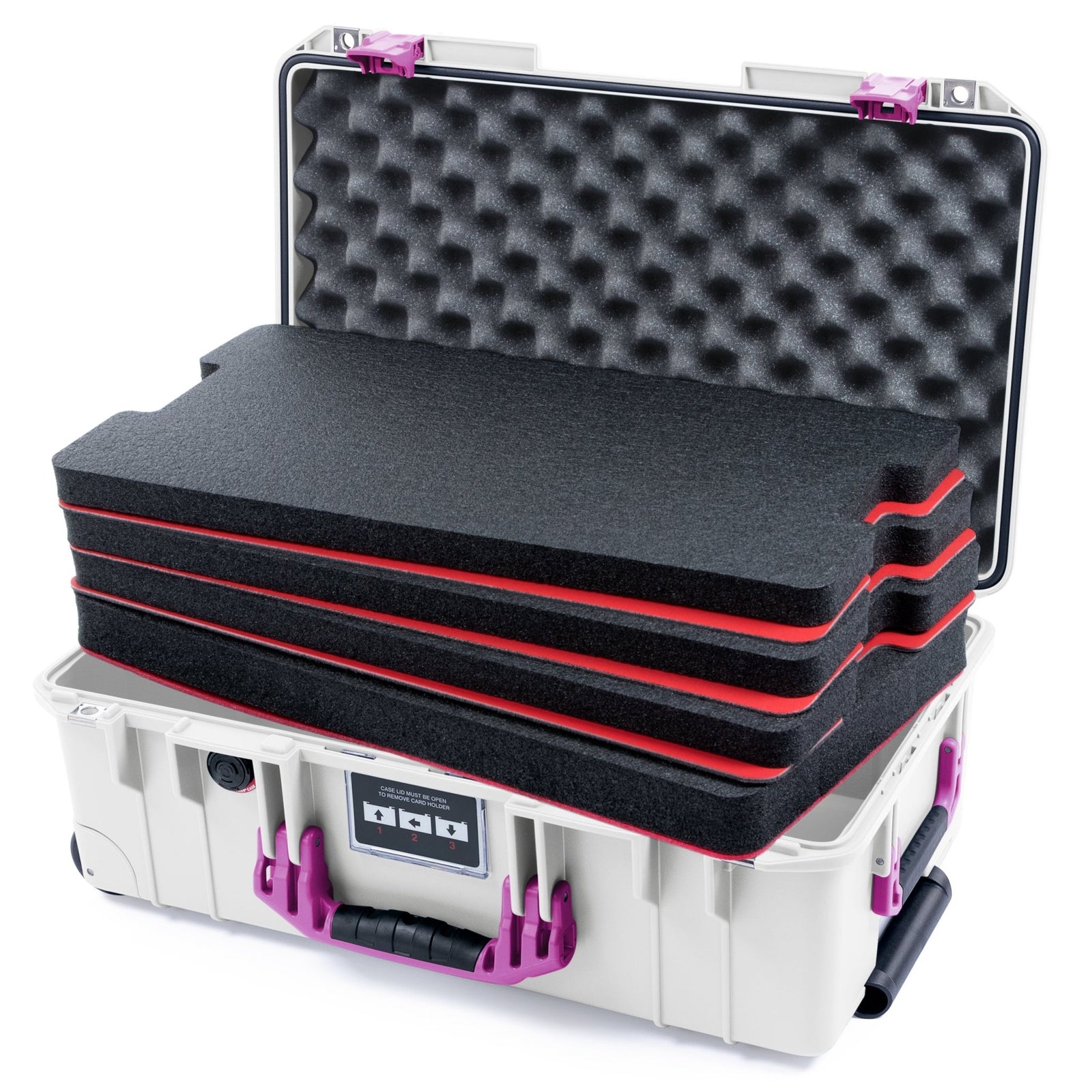 Pelican 1535 Air Carry - on Case - Whiteout & Magenta - DIY Tool Foam Kit / Convoluted Lid Foam