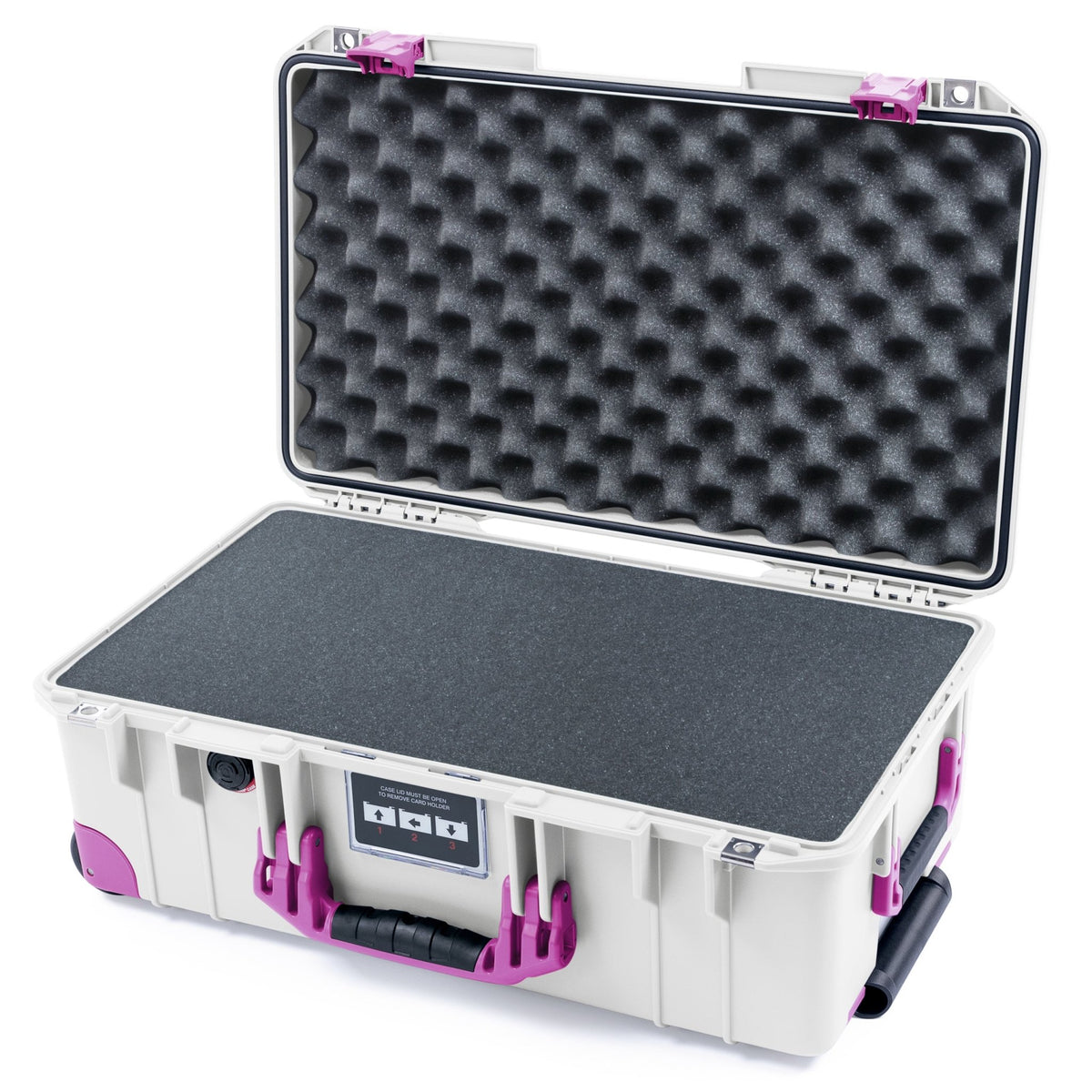 Pelican 1535 Air Carry - on Case - Whiteout &amp; Magenta Trolley - Pick &amp; Pluck Foam / Convoluted Lid Foam