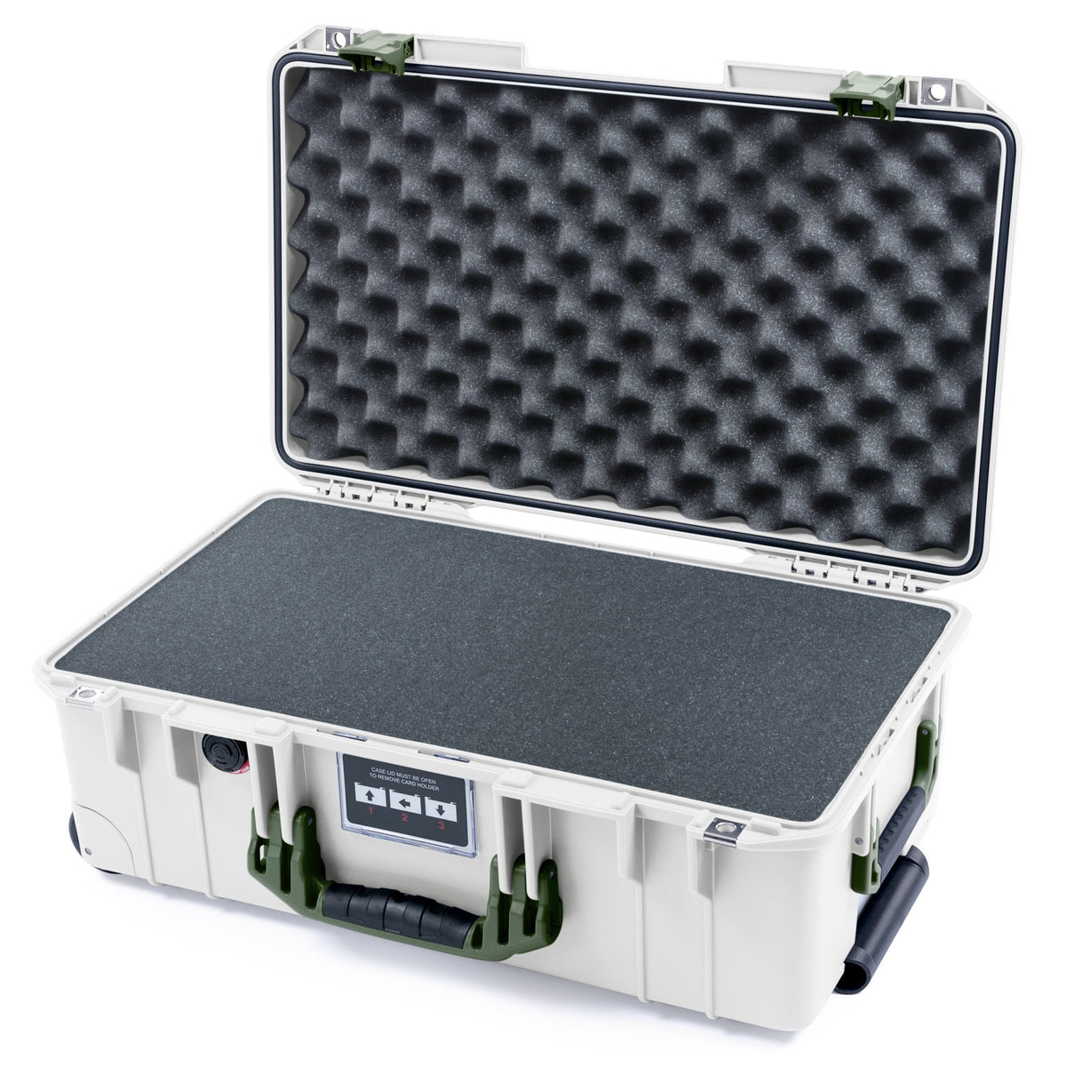 Pelican 1535 Air Carry - on Case - Whiteout &amp; OD Green - Pick &amp; Pluck Foam / Convoluted Lid Foam
