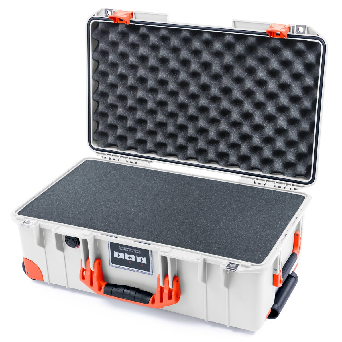 Pelican 1535 Air Carry - on Case - Whiteout & Orange Trolley - Pick & Pluck Foam / Convoluted Lid Foam