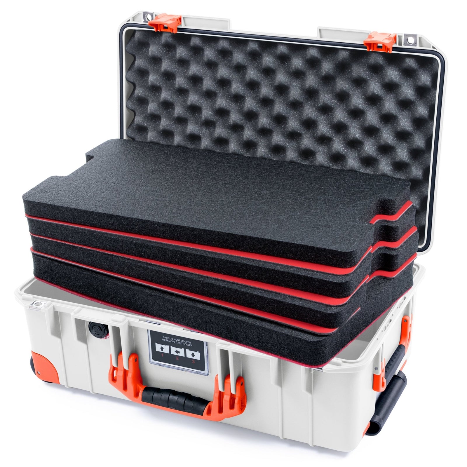 Pelican 1535 Air Carry - on Case - Whiteout & Orange Trolley - DIY Tool Foam Kit / Convoluted Lid Foam