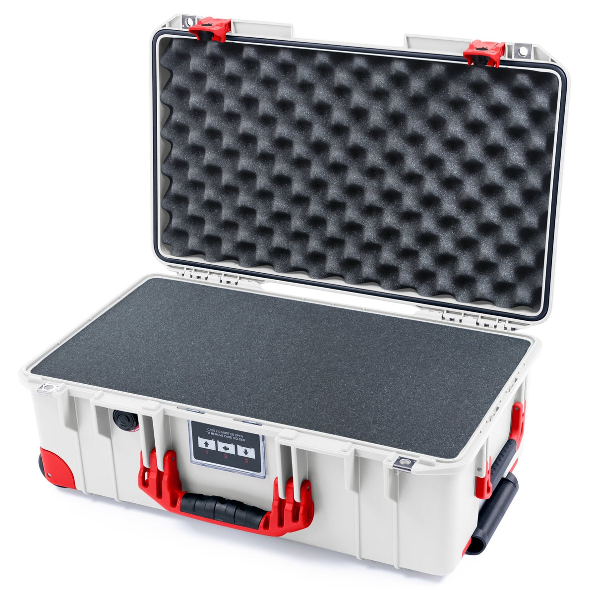 Pelican 1535 Air Carry - on Case - Whiteout & Red TSA Latches + Trolley - Pick & Pluck Foam / Convoluted Lid Foam