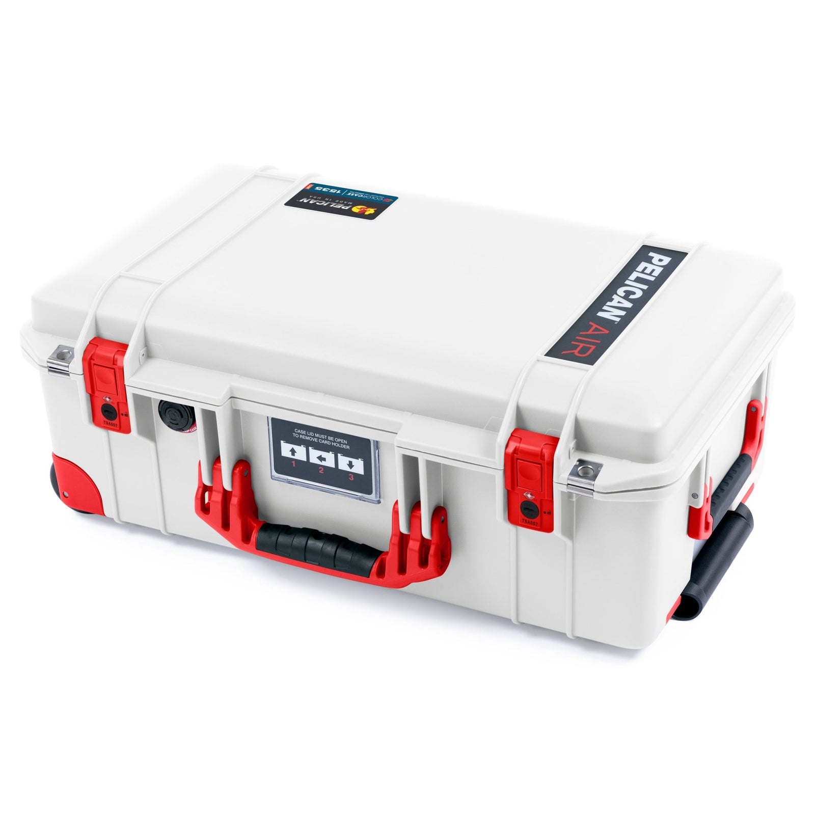 Pelican 1535 Air Carry - on Case - Whiteout & Red TSA Latches + Trolley - Empty