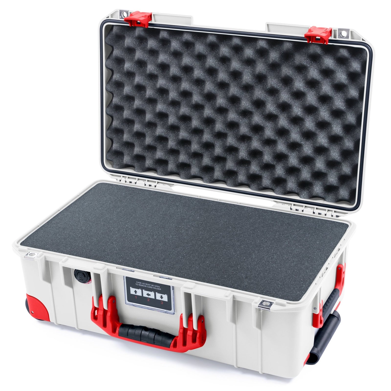 Pelican 1535 Air Carry - on Case - Whiteout & Red Trolley - Pick & Pluck Foam / Convoluted Lid Foam