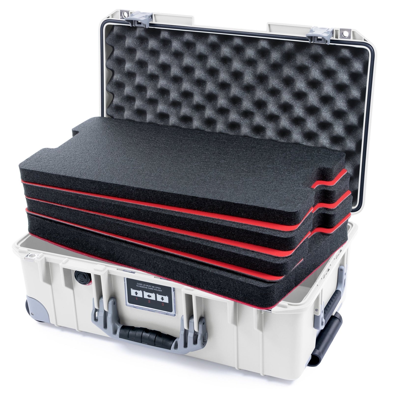 Pelican 1535 Air Carry - on Case - Whiteout & Silver Trolley - DIY Tool Foam Kit / Convoluted Lid Foam