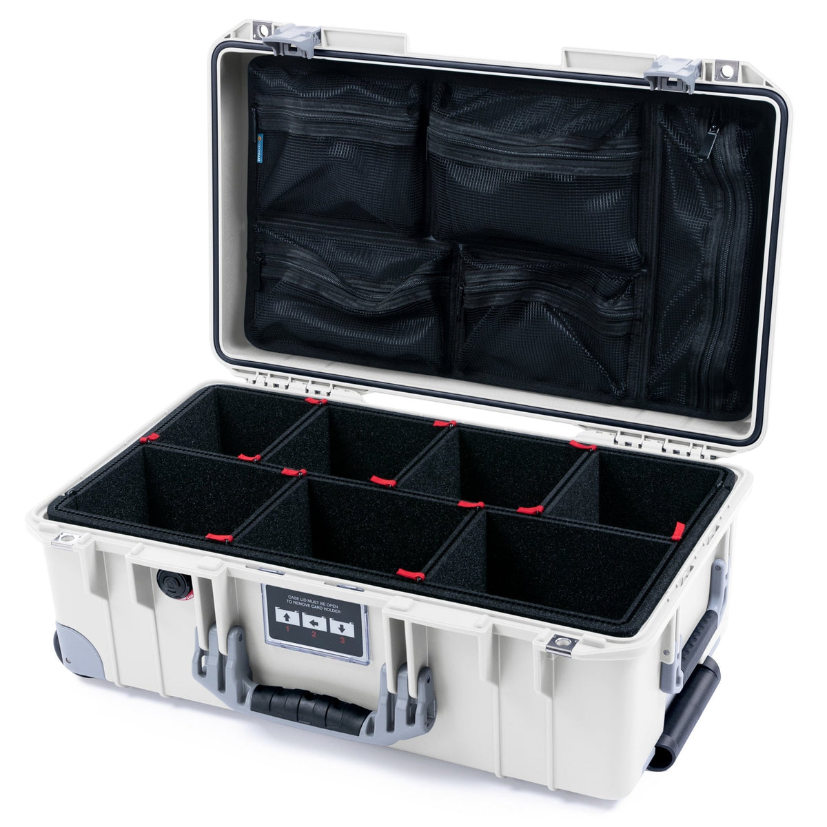 Pelican 1535 Air Carry - on Case - Whiteout & Silver Trolley - TrekPak Divider System / Mesh Lid Organizer