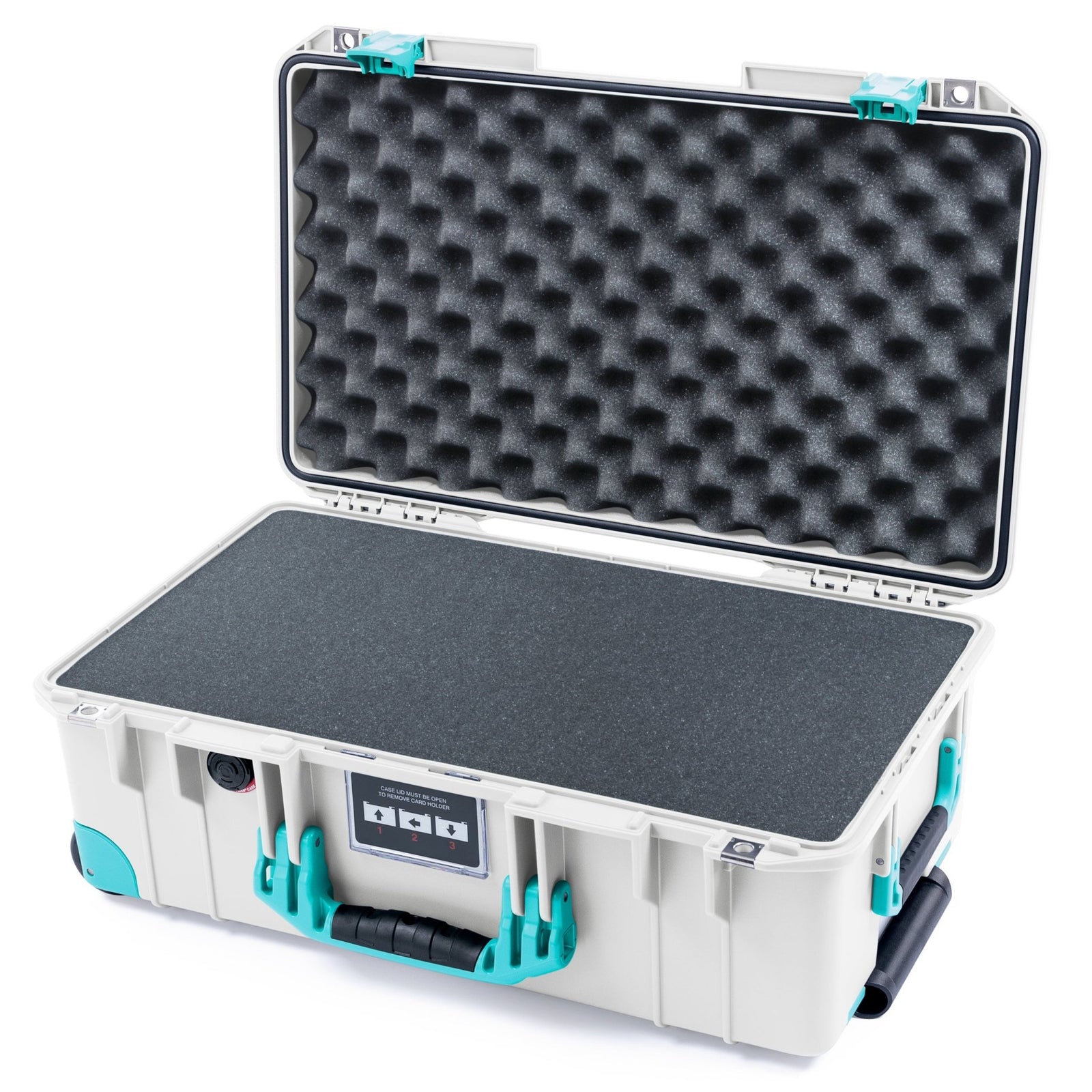 Pelican 1535 Air Carry - on Case - Whiteout & Teal Trolley - Pick & Pluck Foam / Convoluted Lid Foam