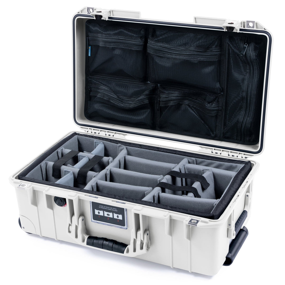 Pelican 1535 Air Carry - on Case - Whiteout & White TSA Latches - Padded Microfiber Dividers / Mesh Lid Organizer