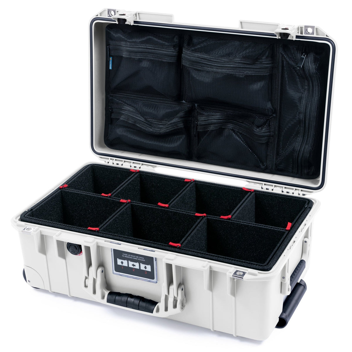 Pelican 1535 Air Carry - on Case - Whiteout & White TSA Latches - TrekPak Divider System / Mesh Lid Organizer