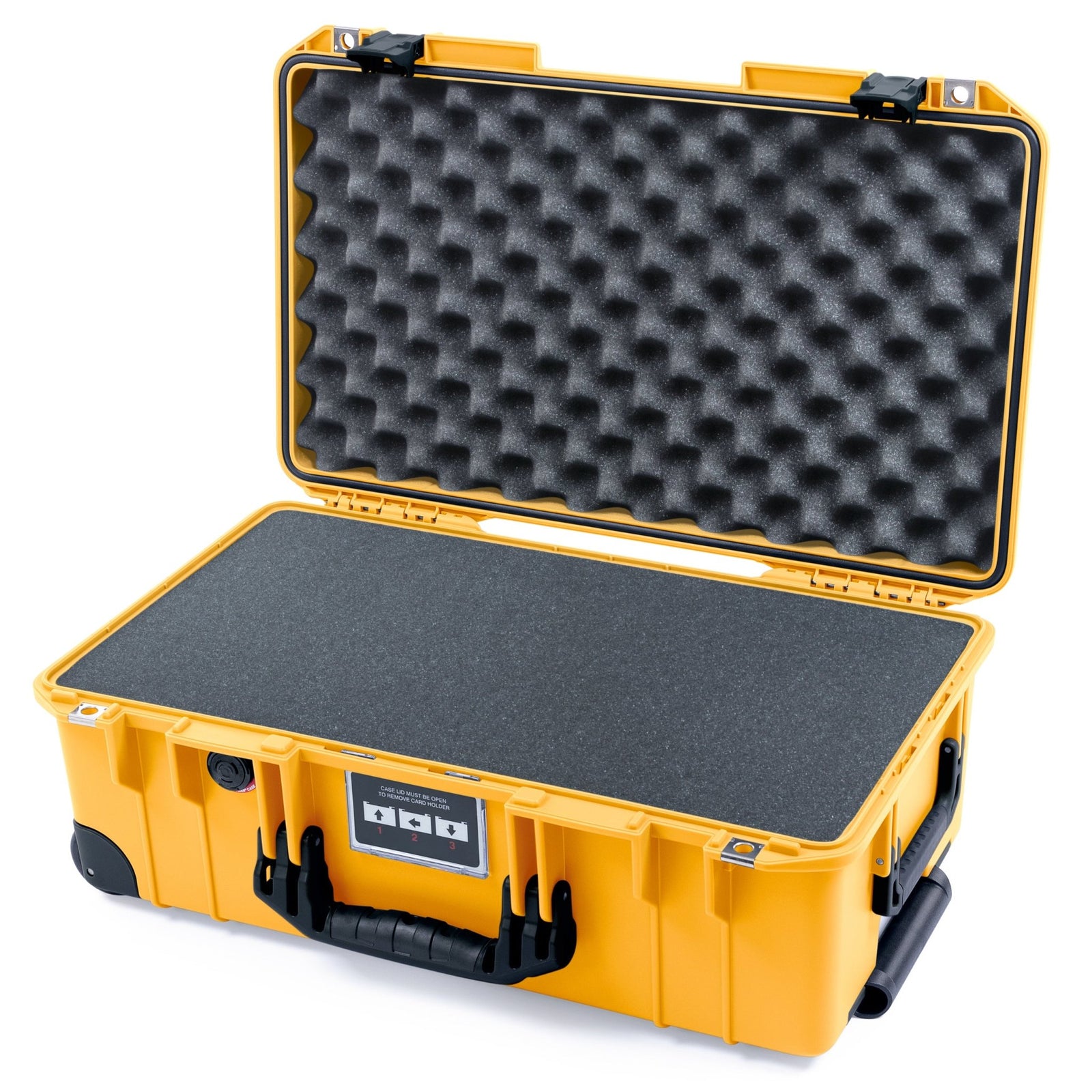 Pelican 1535 Air Carry - on Case - Yellow & Black Trolley - Pick & Pluck Foam / Convoluted Lid Foam