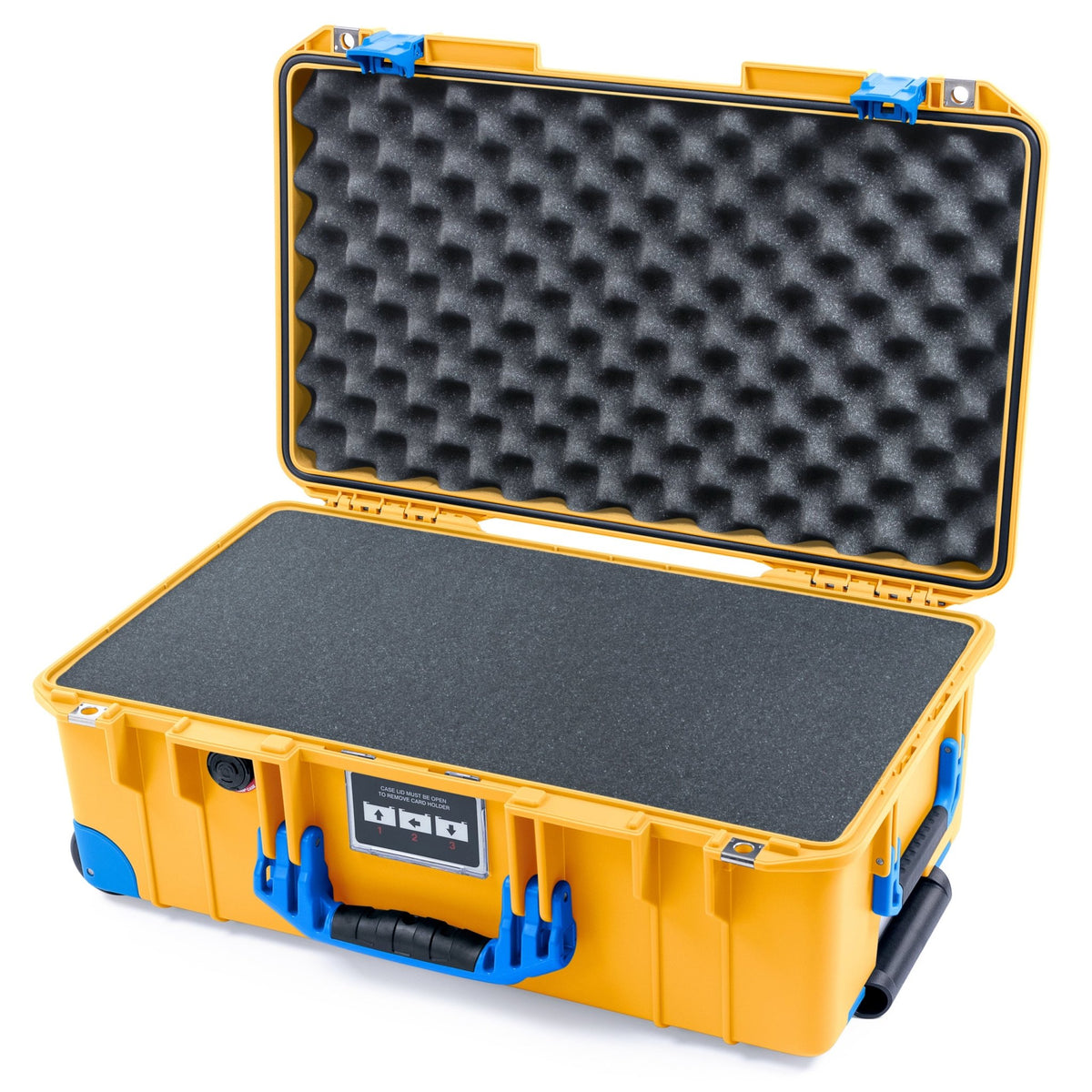 Pelican 1535 Air Carry - on Case - Yellow &amp; Blue Trolley - Pick &amp; Pluck Foam / Convoluted Lid Foam