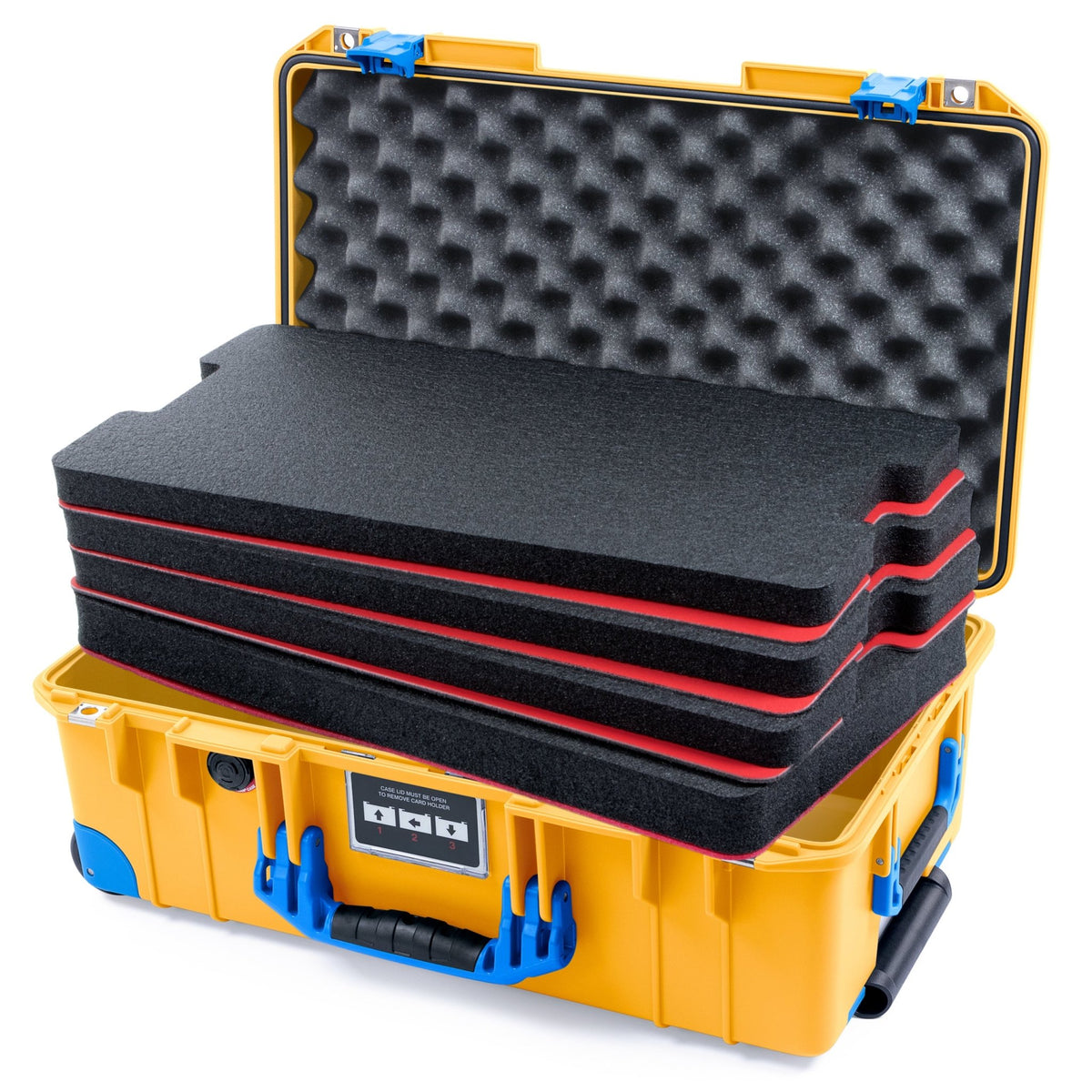 Pelican 1535 Air Carry - on Case - Yellow &amp; Blue Trolley - DIY Tool Foam Kit / Convoluted Lid Foam