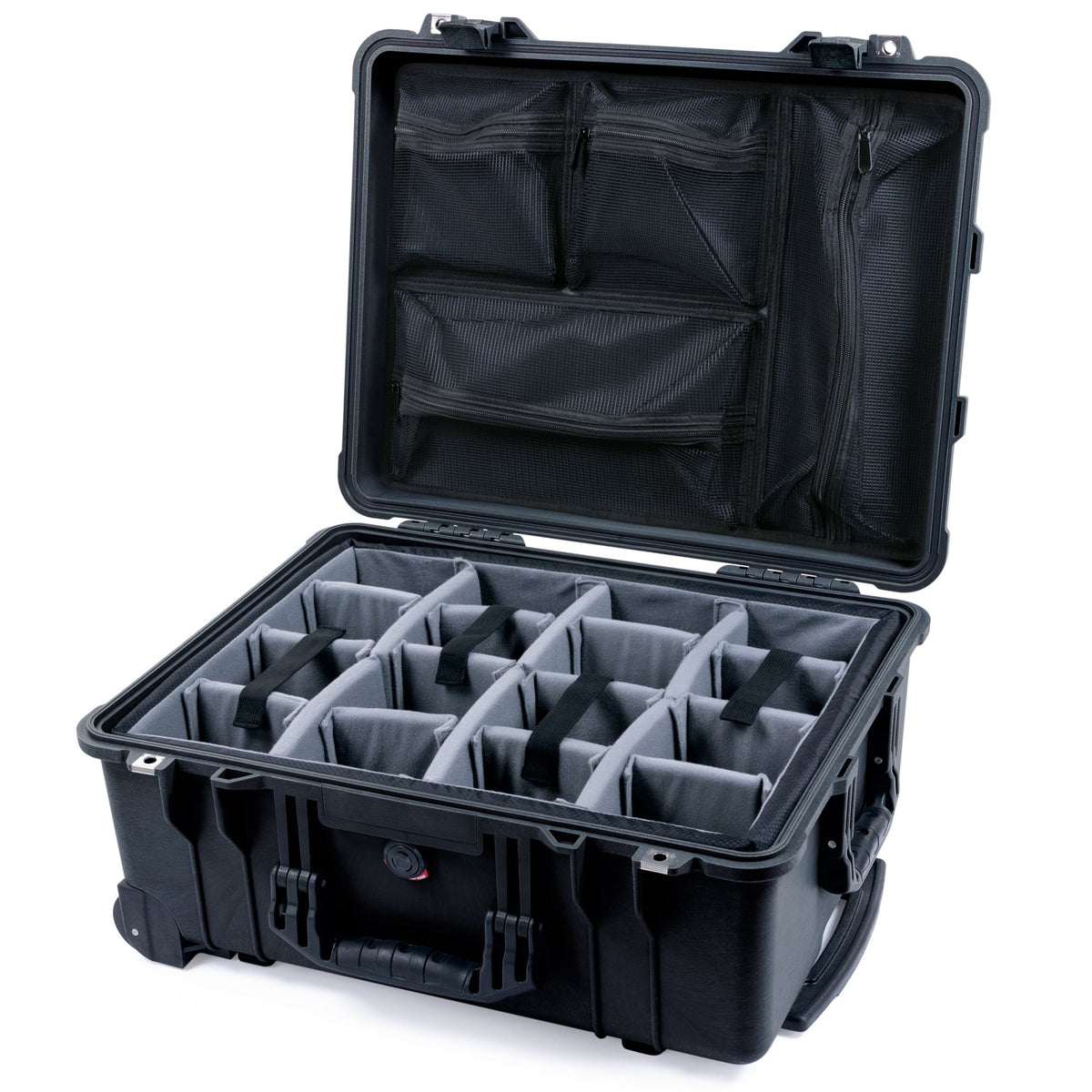 Pelican 1560 Case - Black - Padded Microfiber Dividers / Mesh Lid Organizer