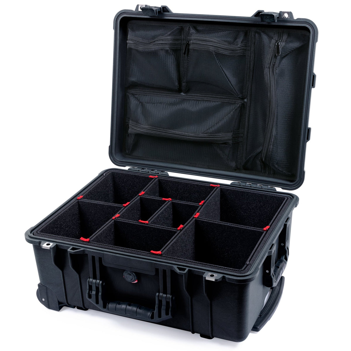 Pelican 1560 Case - Black - TrekPak Divider System / Mesh Lid Organizer