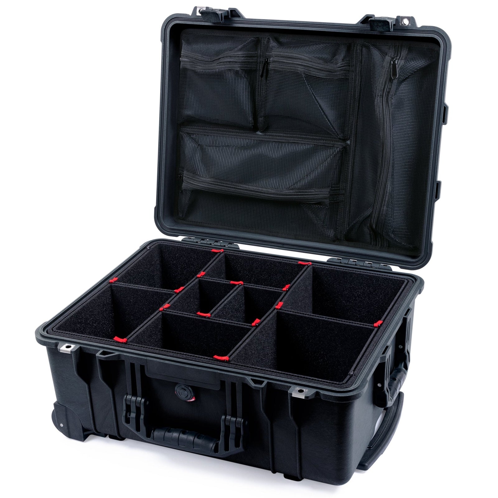 Pelican 1560 Case - Black - TrekPak Divider System / Mesh Lid Organizer