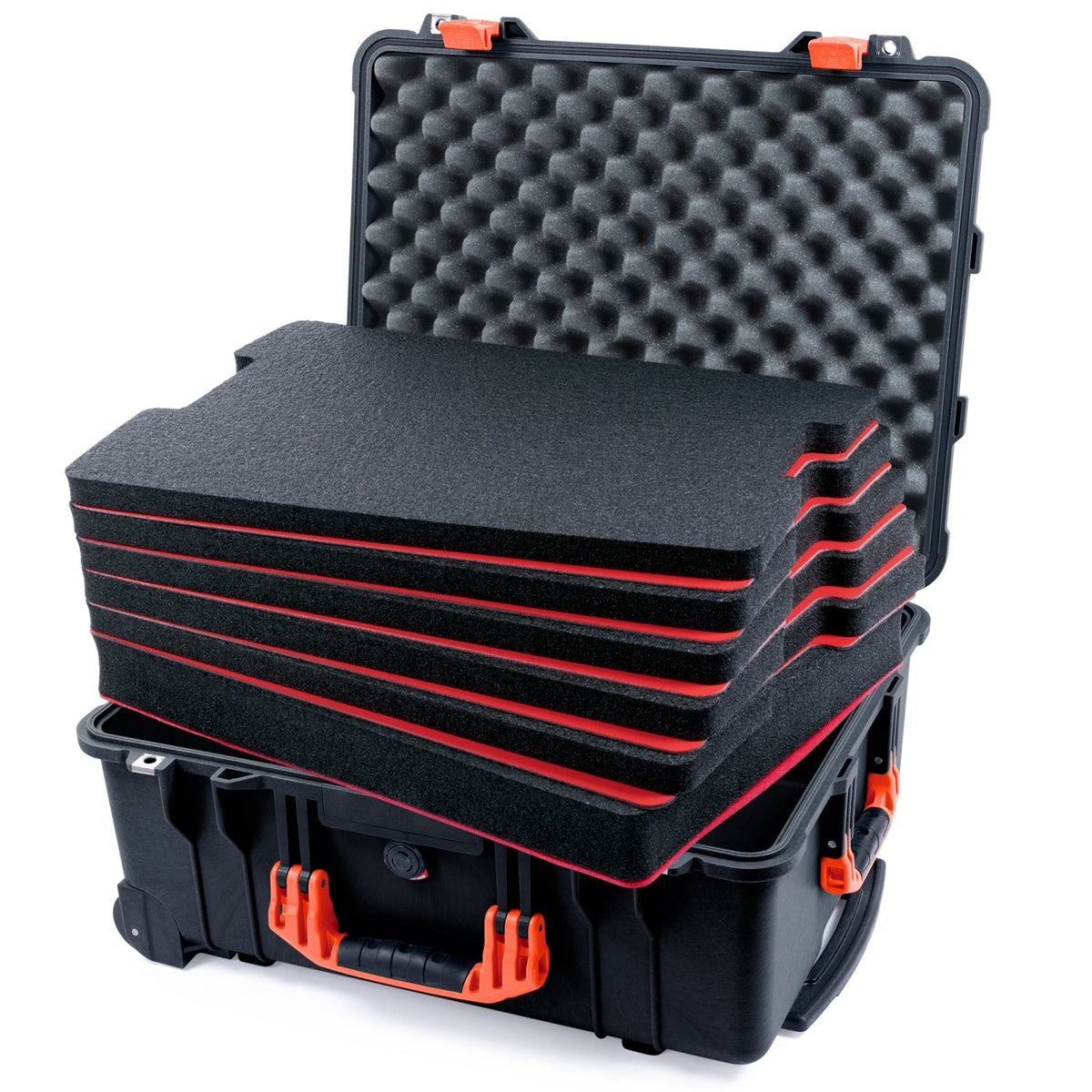 Pelican 1560 Case - Black &amp; Orange - DIY Tool Foam Kit (6-Lyr) / Lid Foam