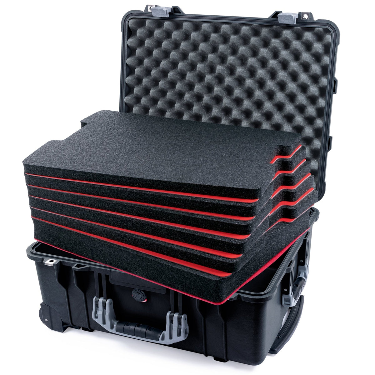 Pelican 1560 Case - Black &amp; Silver - DIY Tool Foam Kit (6-Lyr) / Lid Foam