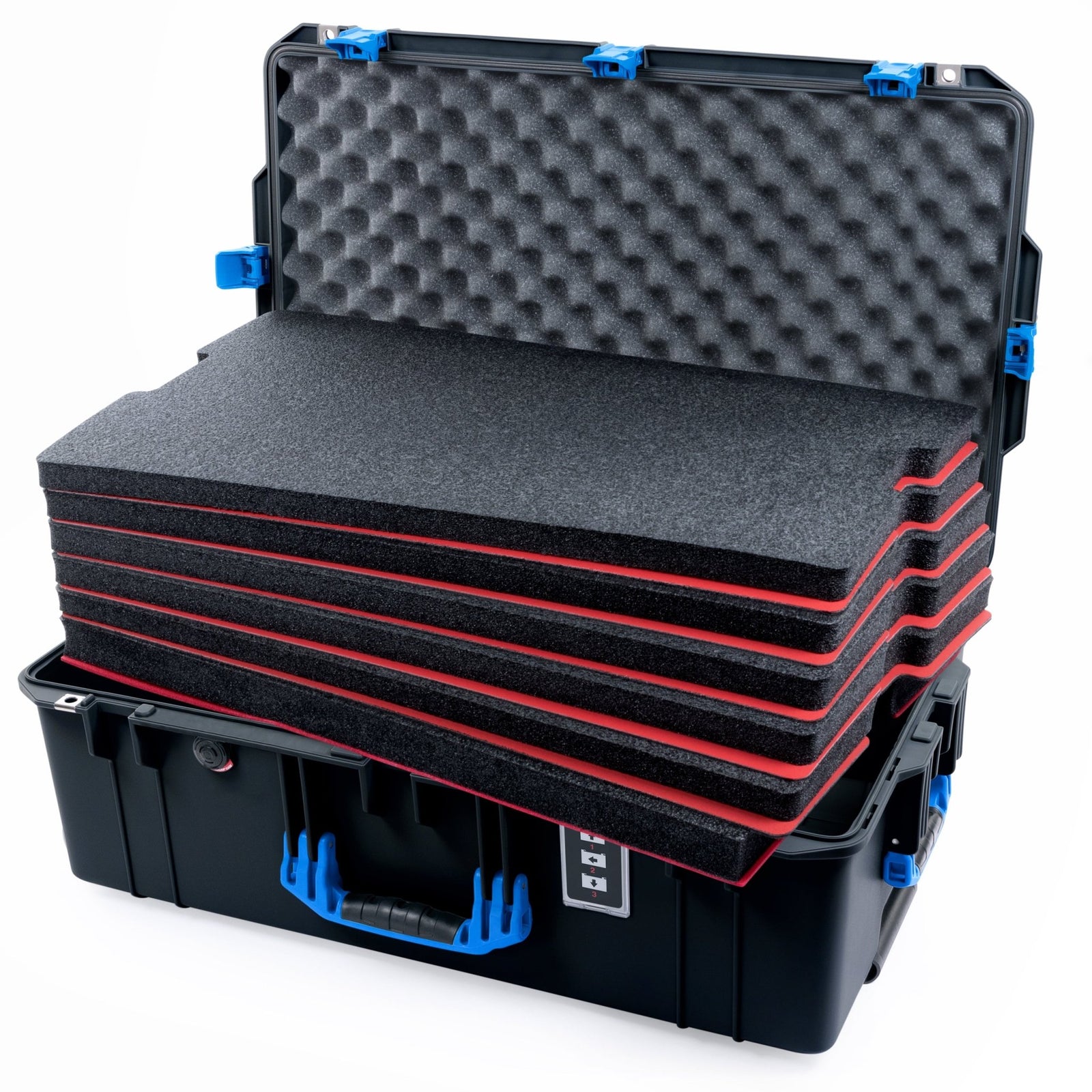 Pelican 1595 Air Case - Black & Blue Trolley - DIY Tool Foam Kit / Convoluted Lid Foam