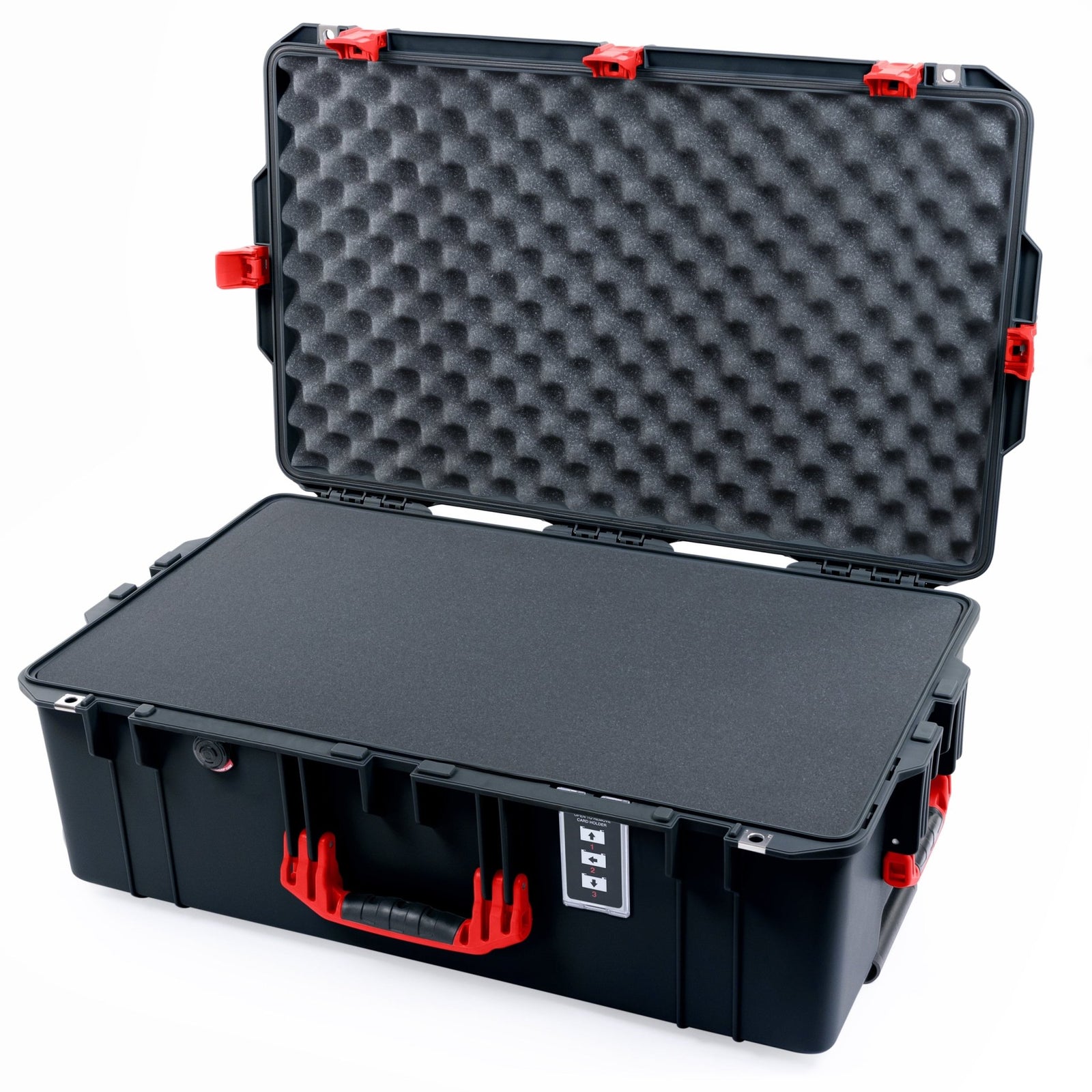 Pelican 1595 Air Case - Black & Red Trolley - Pick & Pluck Foam / Convoluted Lid Foam