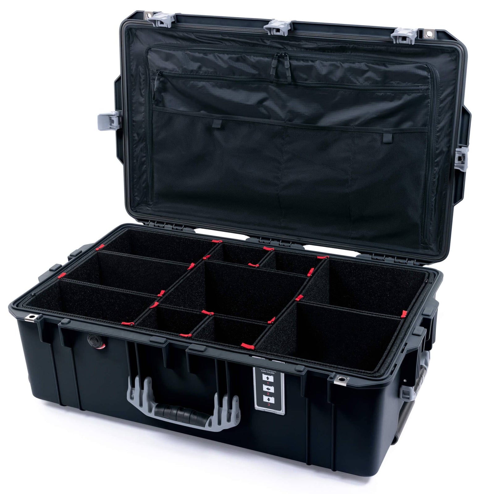 Pelican 1595 Air Case - Black & Silver - TrekPak Divider System / TRVL Lid Organizer