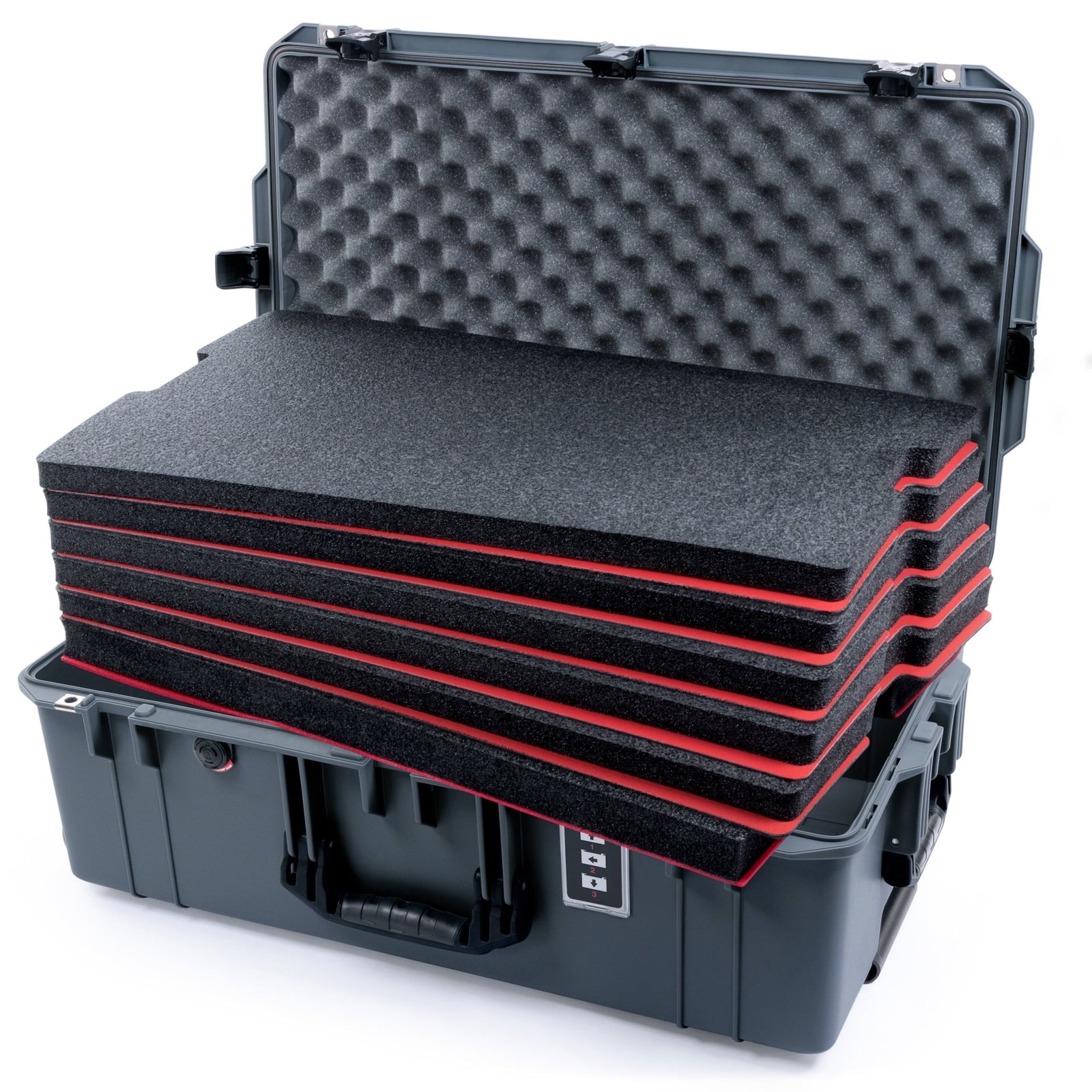 Pelican 1595 Air Case - Charcoal & Black TSA Latches - DIY Tool Foam Kit / Convoluted Lid Foam