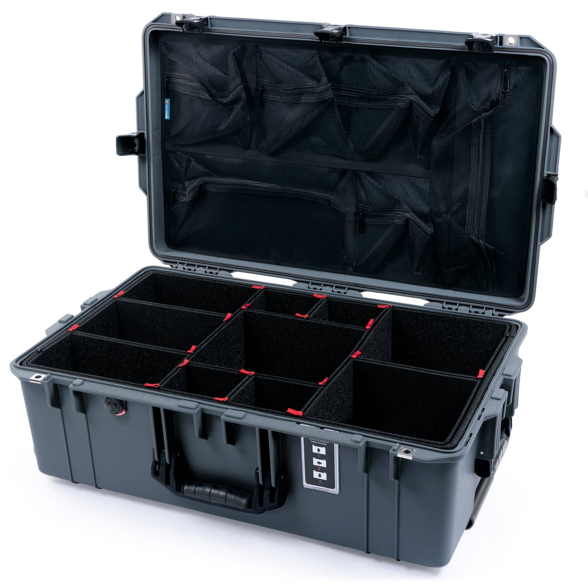 Pelican 1595 Air Case - Charcoal &amp; Black TSA Latches - TrekPak Divider System / Mesh Lid Organizer