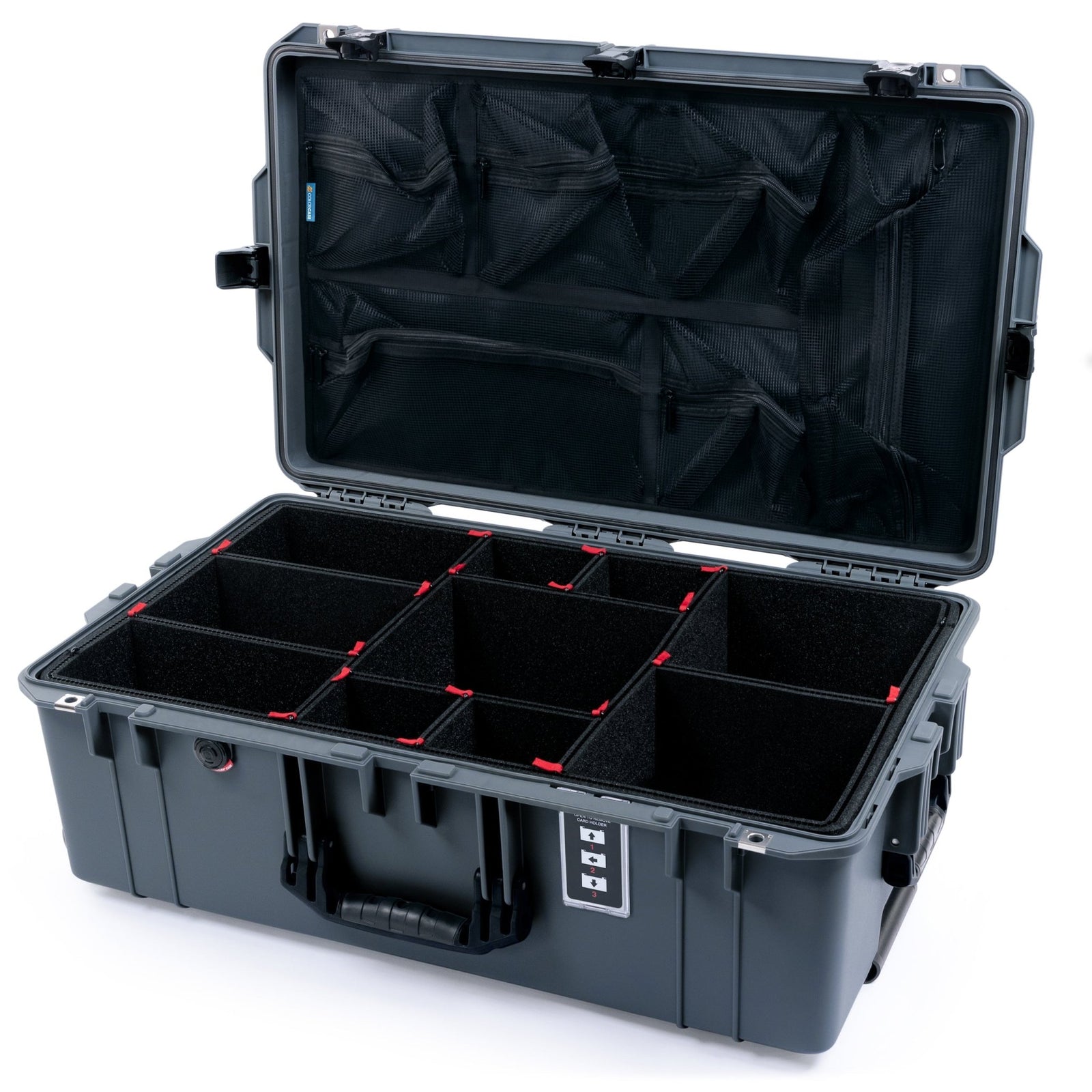 Pelican 1595 Air Case - Charcoal & Black TSA Latches - TrekPak Divider System / Mesh Lid Organizer