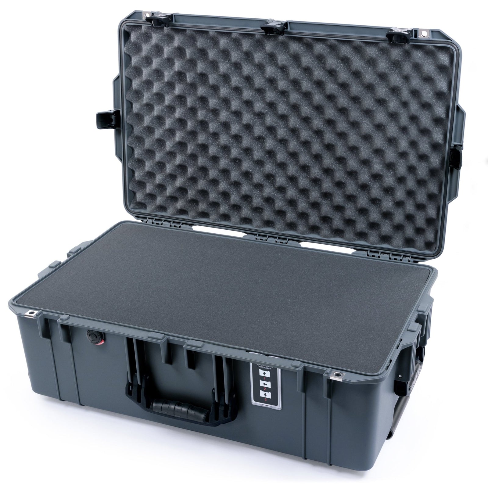 Pelican 1595 Air Case - Charcoal & Black TSA Latches + Trolley - Pick & Pluck Foam / Convoluted Lid Foam