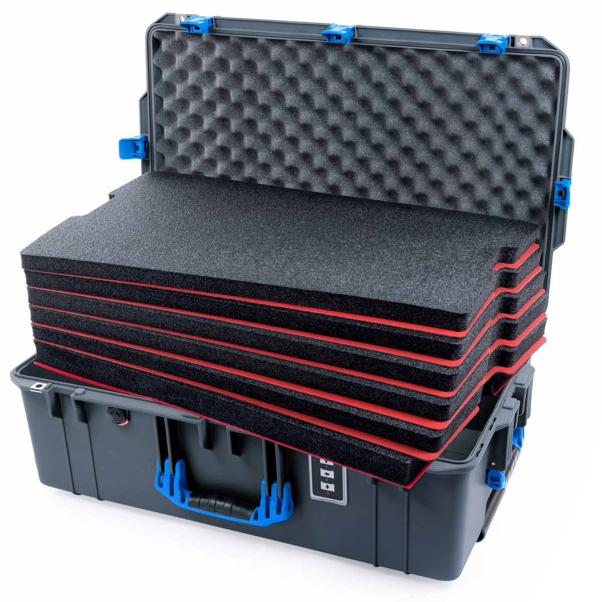 Pelican 1595 Air Case - Charcoal &amp; Blue Trolley - DIY Tool Foam Kit / Convoluted Lid Foam