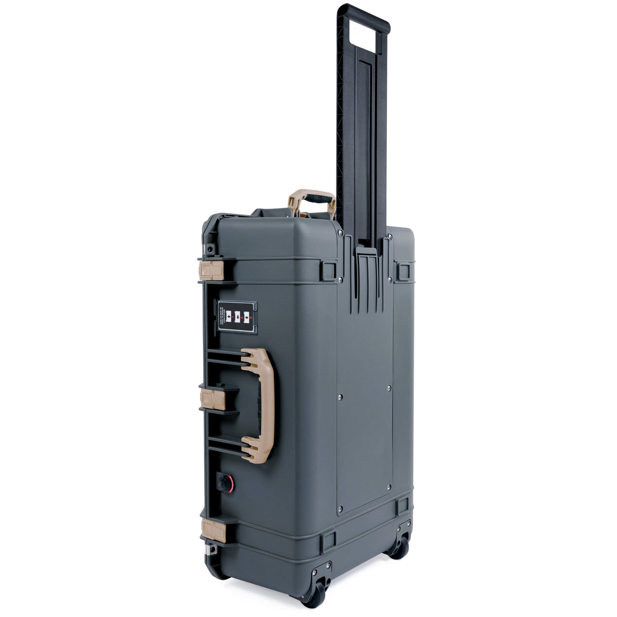 Pelican 1595 Air Charcoal Case with Desert Tan Handle &amp; Latches - Trolley View