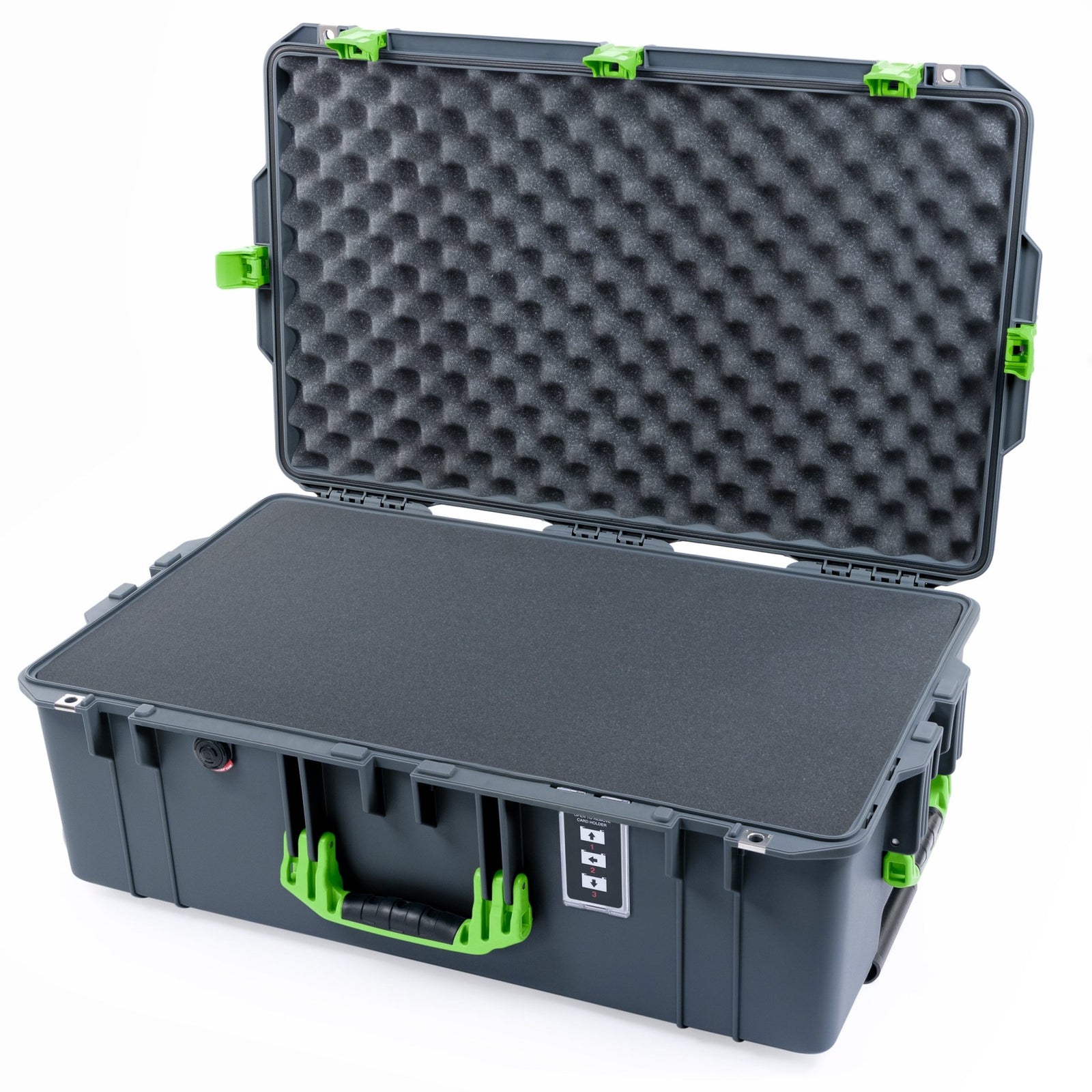 Pelican 1595 Air Case - Charcoal & Lime Green - Pick & Pluck Foam / Convoluted Lid Foam