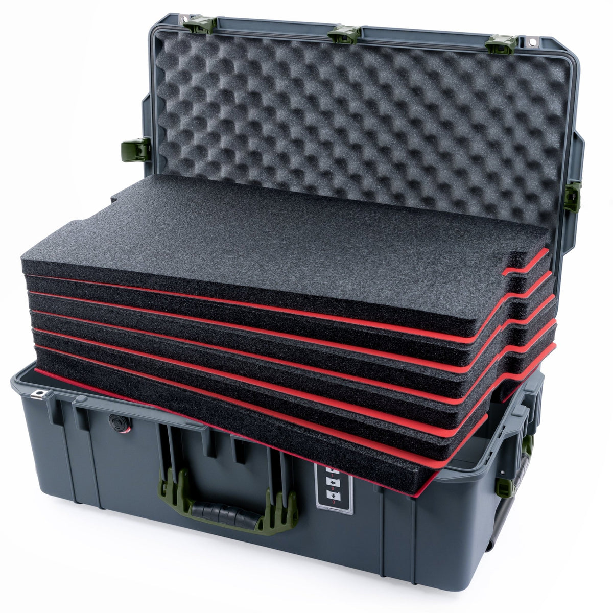 Pelican 1595 Air Case - Charcoal &amp; OD Green - DIY Tool Foam Kit / Convoluted Lid Foam