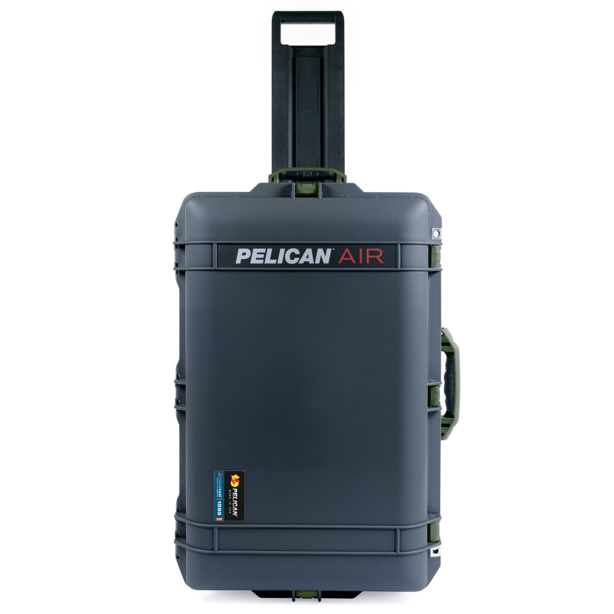 Pelican 1595 Air Charcoal Case with OD Green Handle &amp; Latches - Front View