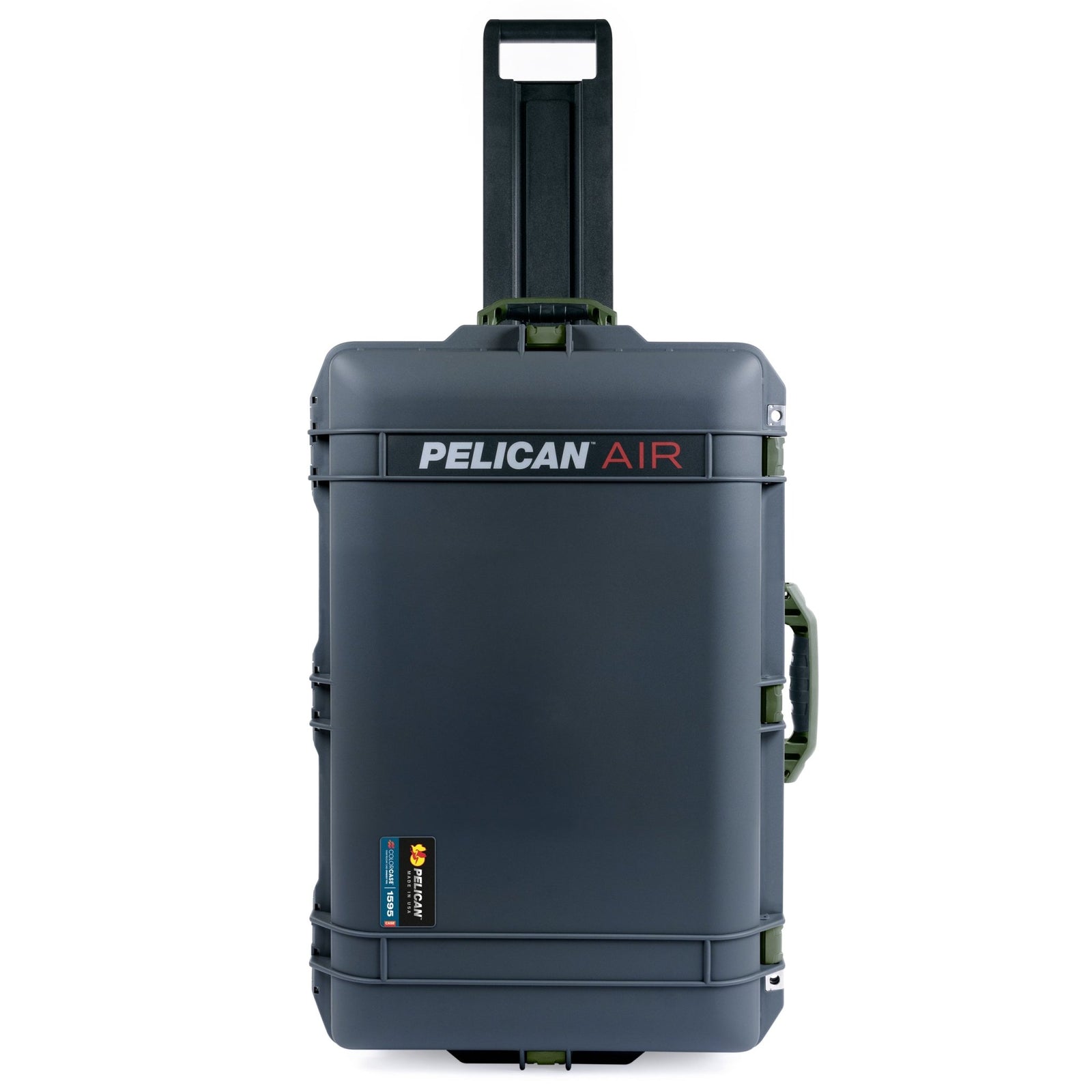 Pelican 1595 Air Charcoal Case with OD Green Handle & Latches - Front View