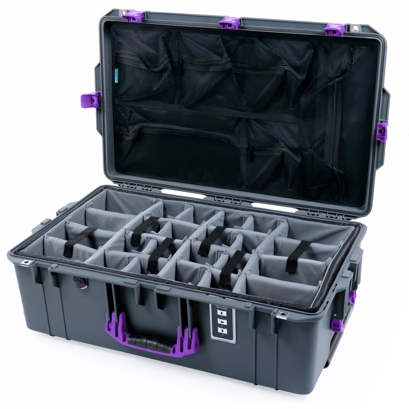 Pelican 1595 Air Case - Charcoal & Purple - Padded Microfiber Dividers / Mesh Lid Organizer