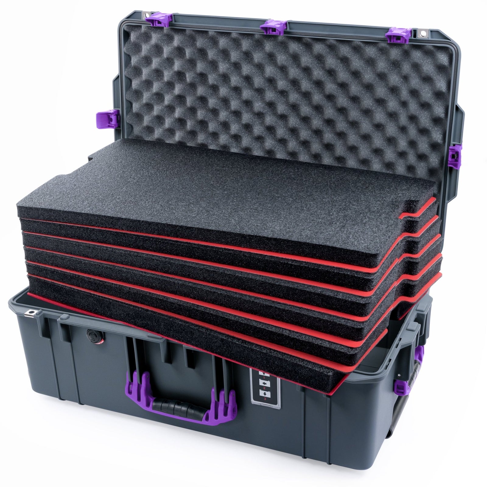 Pelican 1595 Air Case - Charcoal & Purple - DIY Tool Foam Kit / Convoluted Lid Foam
