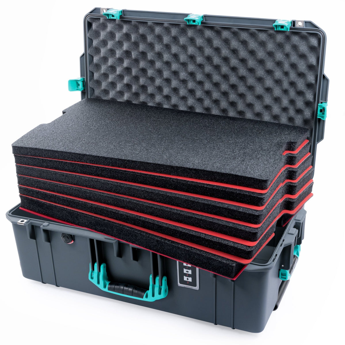 Pelican 1595 Air Case - Charcoal & Teal - DIY Tool Foam Kit / Convoluted Lid Foam