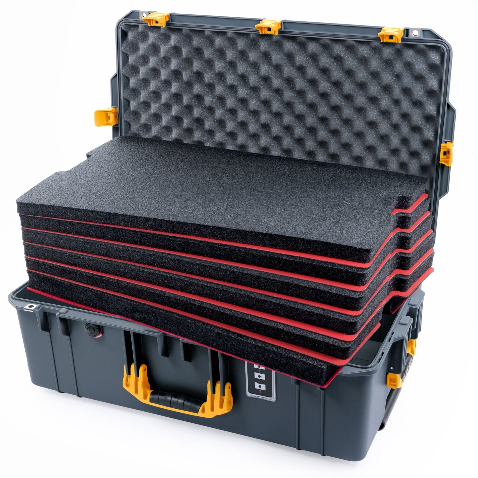 Pelican 1595 Air Case - Charcoal & Yellow Trolley - DIY Tool Foam Kit / Convoluted Lid Foam