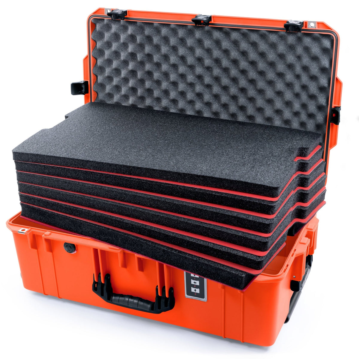 Pelican 1595 Air Case - Orange &amp; Black TSA Latches - DIY Tool Foam Kit / Convoluted Lid Foam