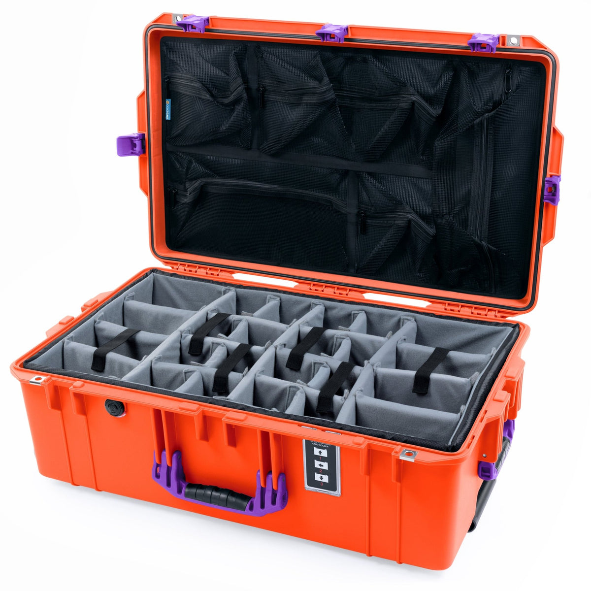 Pelican 1595 Air Case - Orange & Purple - Padded Microfiber Dividers / Mesh Lid Organizer